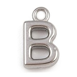 Letter B Латунь прелести, стойки покрытие, долговечный, без кадмия и без свинца, платина, В письме, 9x5x2 мм, отверстие : 1.2 мм