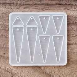 Triangle DIY Pendant Silicone Molds, Resin Casting Molds, White, Triangle Pattern, 84x76x5.7mm, Hole: 2mm, Inner Diameter: 12~51.5x14.5~15.5mm