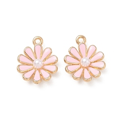 Pink Подвески из эмали и сплава, , с абс пластмассовым, золотой свет, розовые, 18x14x4 мм, отверстие : 1.5 мм