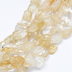 Citrine Natural Citrine Beads Strands, Tumbled Stone, Nuggets, 12~23x6~15mm, Hole: 1.2mm, 15.7 inch(40cm)
