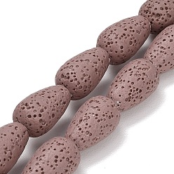 Серо-розавый Бусы из натуральной лавы, окрашенные, слеза, увядшая роза, 16~16.5x10 мм, отверстие : 1 мм, около 25 шт / нитка, 16.14'' (41 см)
