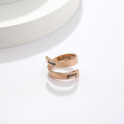 Rose Gold Stainless Steel Cuff Rings, Word, Rose Gold, 4.5mm.