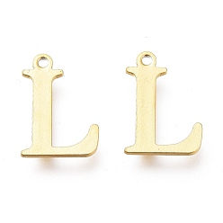 Letter L Vacuum Plating  304 Stainless Steel Charms, Laser Cut, Alphabet, Golden, Letter.L, 12x8.5x0.8mm, Hole: 1mm