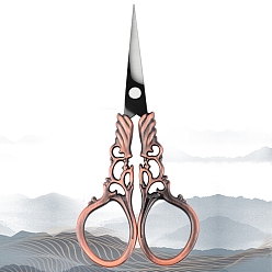 Red Copper Stainless Steel Scissors, Embroidery Scissors, Sewing Scissors, with Zinc Alloy Handle, Hollow, Red Copper, 114x52mm