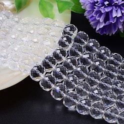 Clear AB Faceted Flat Round Imitation Austrian Crystal Bead Strands, Grade AAA, AB Color, Clear AB, 8x6mm, Hole: 0.7~0.9mm, about 68pcs/strand, 15.7 inch