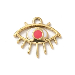 Светло-Вишневый Ионное покрытие (ip) 304 брелоки из нержавеющей стали с эмалью, реальный 14 k позолоченный, очарование глаз, светло-вишневый, 13x14x2 мм, отверстие : 1.6 мм