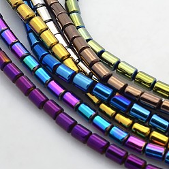 Mixed Color Electroplate Non-magnetic Synthetic Hematite Beads Strands, Column, Mixed Color, 5x4mm, Hole: 1mm, about 75pcs/strand, 15.7 inch