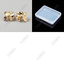 Oro 1 Par de pendientes de botón de aleación de zinc, flor doblada, dorado, 23x19 mm