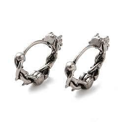 Antique Silver 316 Surgical Stainless Steel Hoop Earrings, Branch, Antique Silver, 15x6mm