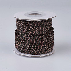 Saddle Brown Braided Leather Cords, Round, Saddle Brown, 3mm, about 10yards/roll