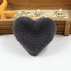 Dark Gray Imitation Fur Pom Pom Balls, for DIY Keychain Bag Making Accessories, Heart, Dark Gray, 10x8cm