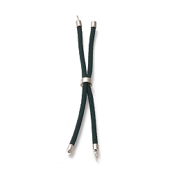 Dark Slate Gray Nylon Twisted Cord Bracelet, with Brass Cord End, for Slider Bracelet Making, Dark Slate Gray, 9 inch(22.8cm), Hole: 2.8mm, Single Chain Length: about 11.4cm