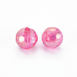 Camellia Transparent Acrylic Beads, AB Color, Round, Faceted, Camellia, 8mm, Hole: 1.6mm, about 1810pcs/500g