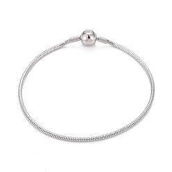 Stainless Steel Color 304 Stainless Steel Round Snake Chain Bracelet Making, Stainless Steel Color, 7-5/8 inch(19.5cm), 1.8mm