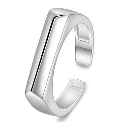 Platinum SHEGRACE Rhodium Plated 925 Sterling Silver Cuff Rings, Open Rings, Platinum, Size 7, 17mm