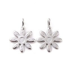 Stainless Steel Color 304 Stainless Steel Pendants, Flower, Stainless Steel Color, 10x7x2mm, Hole: 1mm
