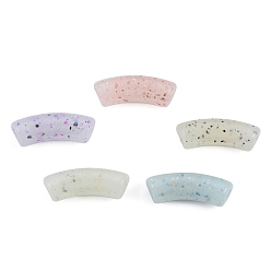 Mixed Color Marbled Stone Style Opaque Acrylic Beads, Curved Tube, Mixed Color, 35x11~11.5mm, Hole: 3.5mm