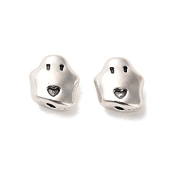 Antique Silver Halloween Tibetan Style Alloy Beads, Cadmium Free & Lead Free, Ghost, Antique Silver, 10x9x4.5mm, Hole: 1.2mm, about 769pcs/1000g