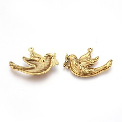 Antique Golden Tibetan Style Alloy Pendants, Peace Dove, Lead Free & Cadmium Free, Antique Golden, 21x28x3mm, Hole: 1.5mm