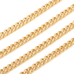 Real 18K Gold Plated Brass Curb Chain, Cuban Link Chains, Chunky Chains, Faceted, Diamond Cut Chains, Unwelded, with Spool, for Jewelry Making, Real 18K Gold Plated, Link: 7x6x2.5mm, about 16.4 Feet(5m)/roll