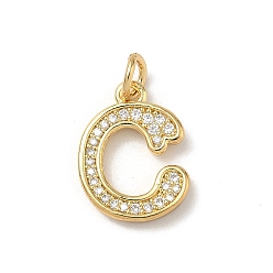 Letter C Латунные микро проложить кубического циркония подвески, без кадмия и без свинца, долговечный, реальный 18 k позолоченный, с целью перехода в кольце, буква С, 15x11.5x2 мм, Перейти кольцо: 5x1 мм, 3 мм внутренним диаметром