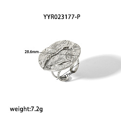 Платина Винтажные серьги-манжеты из нержавеющей стали во французском стиле, текстурированный плоский круглый, платина, 28.60 мм