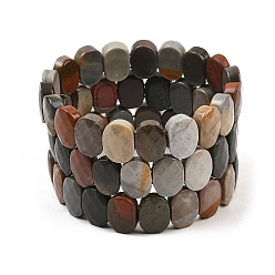 Ocean Jasper Natural Ocean Jasper Oval Beaded Stretch Bracelet, Gemstone Jewelry for Women, Inner Diameter: 2-1/8 inch(5.4~5.5cm)