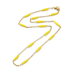 Желтый Колье с цепочкой из эмалевых звеньев, с ионным покрытием (ip) 304 бордюрные цепи из нержавеющей стали для женщин, золотые, желтые, 17.72 дюйм (45 см)