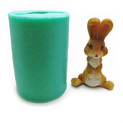 Rabbit Easter Themed Candle Molds, Silicone Molds, for Homemade Beeswax Candle Soap, White, Rabbit Pattern, 5x7.2cm, Finished Product: (4.5x4x0.3cm
