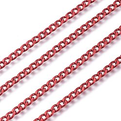 Dark Red Electrophoresis 304 Stainless Steel Curb Chains, Unwelded, with Spool, Dark Red, 4.2x2.6x0.6mm, about 32.8 Feet(10m)/roll