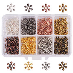 Mixed Color Zinc Alloy Beads Spacers, with One Hole, Snowflake, Mixed Color, 8.5x2.5mm, Hole: 1.5mm, 11x7x3cm, 400pcs/set