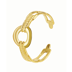 Golden Ring Shape Stainless Steel Open Cuff Rings for Women, Golden, Inner Diameter: 20mm