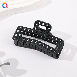 Matte Square Chain Clamp - Black Square Chain Hair Clip with Hollow Design for Updo Hairstyles and Shark Jaw Grip - Matte Finish
