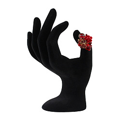 Noir Ok présentoir à bagues en velours en forme de geste, porte-bijoux pour bagues montrant, noir, 8x16 cm