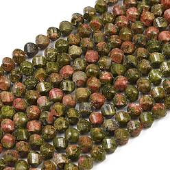 Унакит Природные Unakite бисер нитей, граненые, твист, 6~6.5x5x5 мм, отверстие : 1 мм, около 58~61 шт / нитка, 14.17''~14.69'' (36~37.3 см)