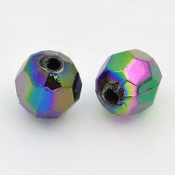 Black Eco-Friendly Poly Styrene Acrylic Beads, Faceted, Round, AB Color, Black, 8mm, Hole: 1.5mm, about 2000pcs/500g