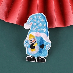 Snowman Christmas Santa Claus Computerized Embroidery Cloth Self Adhesive Patches, Stick On Patch, Costume Accessories, Appliques, Snowman, 60~80x39~55mm