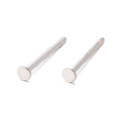 Silver 925 Sterling Silver Flat Pad  Stud Earring Findings, Earring Posts with 925 Stamp, Silver, tray: 2mm, 11.5mm, Pin: 0.8mm