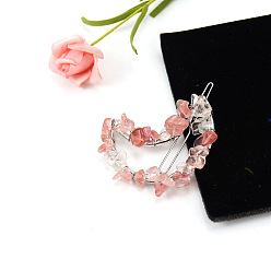 Вишневый Кварц Заколки для волос из сплава, с вишневым кварцевым стеклом, аксессуары для волос для женщин и девочек, луна, 57x45 мм