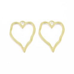 Matte Gold Color Alloy Open Back Bezel Pendants, For DIY UV Resin, Epoxy Resin, Pressed Flower Jewelry, Heart, Matte Gold Color, 37x29x2mm, Hole: 4.5x4mm