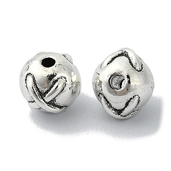 Antique Silver Tibetan Style Alloy Beads, Round, Antique Silver, 8~9x7.5mm, Hole: 1.6mm, about 331pcs/500g