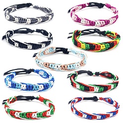 Mixed Color Adjustable Polyester Braided Cord Bracelet, Mixed Color, Inner Diameter: 2-3/8 inch(6cm)
