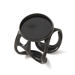 Noir 304 composants de l'anneau de manchette en acier inoxydable, réglage de la bague de tampon ronde, placage ionique (ip), plaqué longue durée, noir, 18~18.5mm, taille us 7 1/4 (17.5 mm), taille du bac: 16 mm
