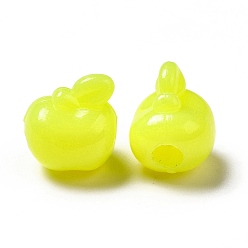 Yellow Opaque Acrylic Beads, Apple, Yellow, 9x9x8mm, Hole: 3mm, about 2000pcs/500g