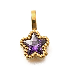 Темная Орхидея 304 из нержавеющей стали горный хрусталь подвески, ионное покрытие (ip), звезды прелести, темные орхидеи, 14.5x8.5x3.5 мм, отверстие : 4.5x2.5 мм