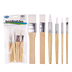 Bisque Painting Brush Set, Nylon Brush Head with Wooden Handle and Aluminium Tube, for Watercolor Painting Artist Professional Painting, Bisque, 13.6~15cm, 6pcs/set