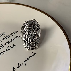 Oval Кольца перста сплава, широкая полоса кольца, античное серебро, спираль овальной, внутренний диаметр: 15~20 мм