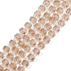 Цвет Древесины Прозрачные стеклянные бусины, рондель, граненые, деревесиные, 5.5x4 мм, отверстие : 1.2 мм, около 99~103 шт / нитка, 56~63 см