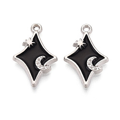 Звезда Подвески из эмали и сплава, платина, звезда, 24x15 мм, отверстие : 1.5 мм