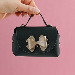 Black Creative Imitation Leather Wedding Candy Bag, Black, 12x8x7cm